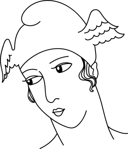 Greco Roman Helmet With Gold Wings Coloring Page